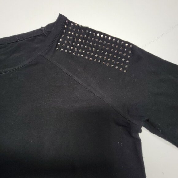 Black Long Sleeved Top with Silver Stud Accents - Picture 6 of 9